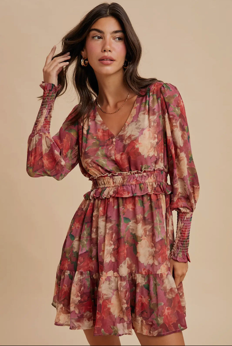 Floral ruffled mini dress