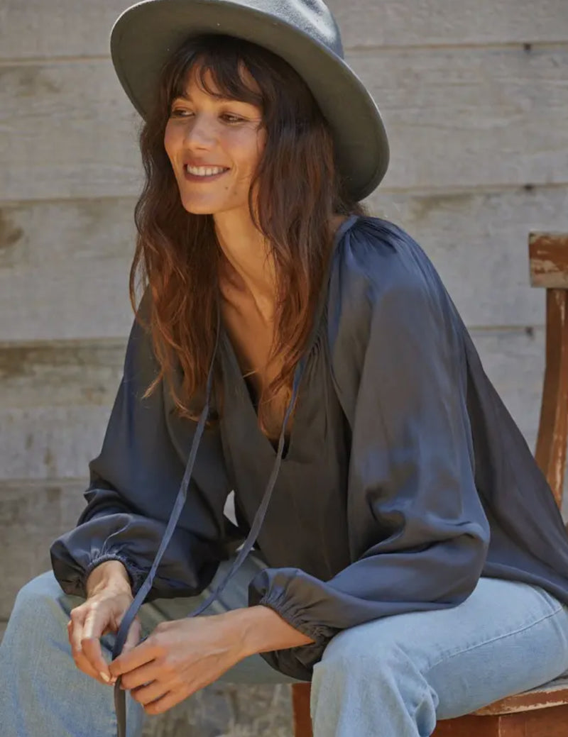 Woven satin long sleeve