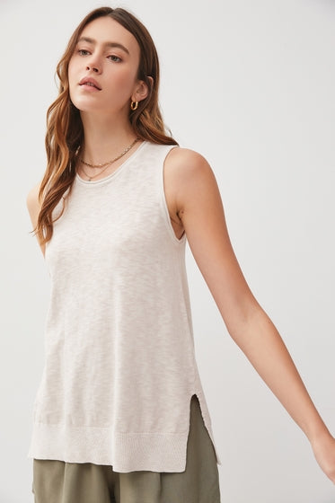 Classic Pullover Raw Seam Detailed Knit Tank