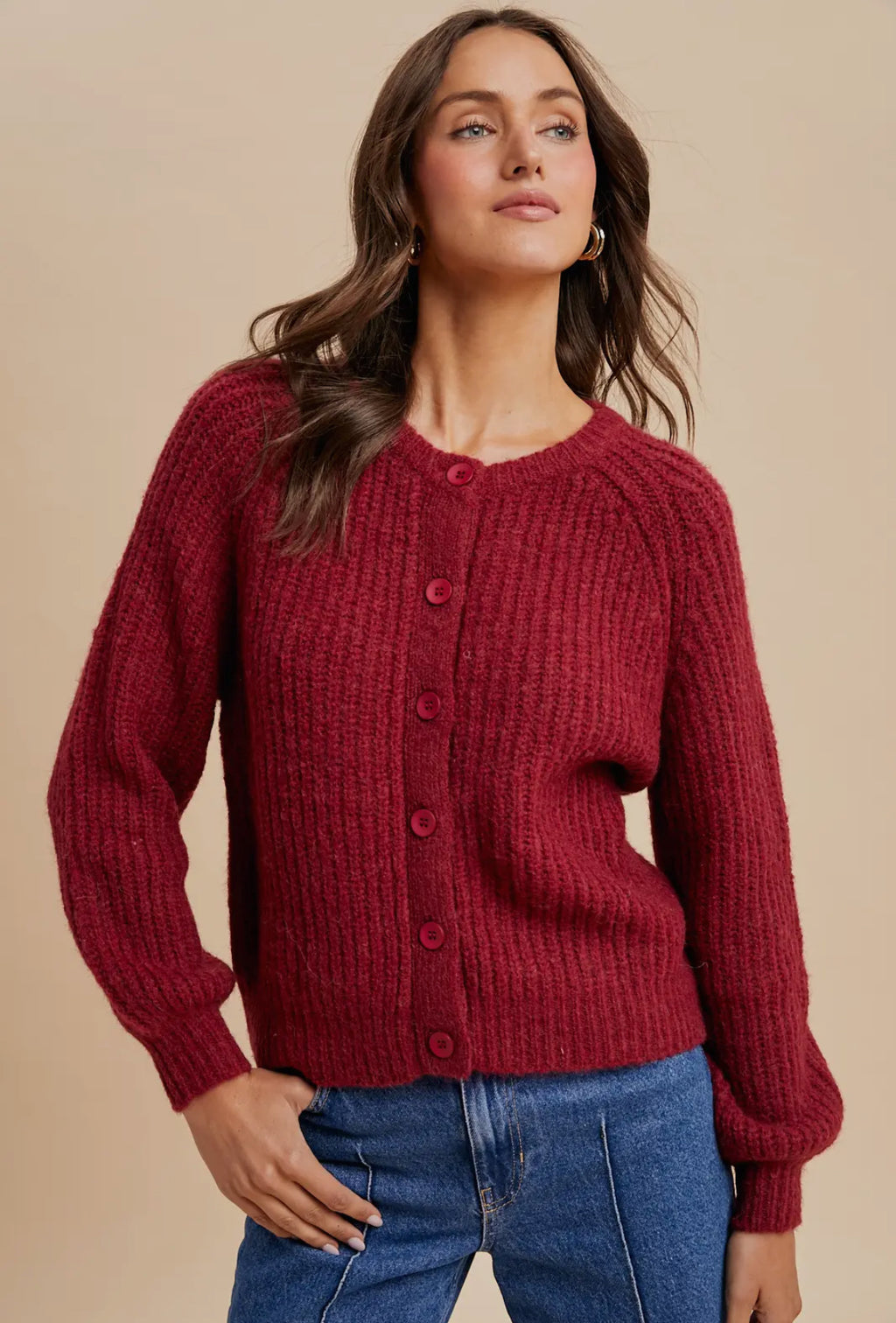 Raglan sleeve cardigan