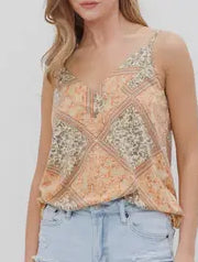 Paisley print spaghetti top