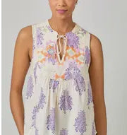 Embroidery yoke sleeveless top