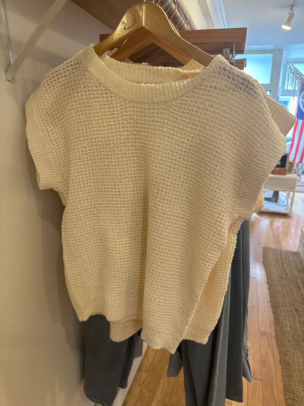 Cotton sweater short sleeve crew neck