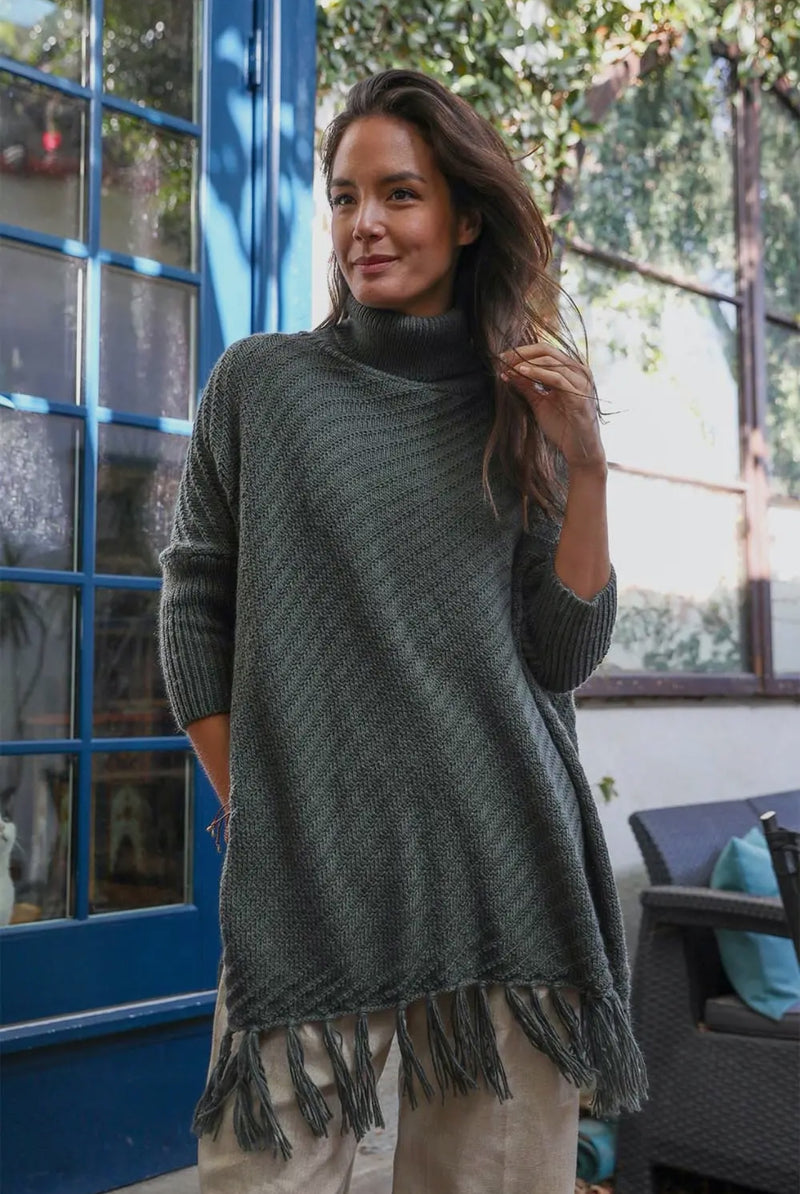 Cozy roll neck poncho