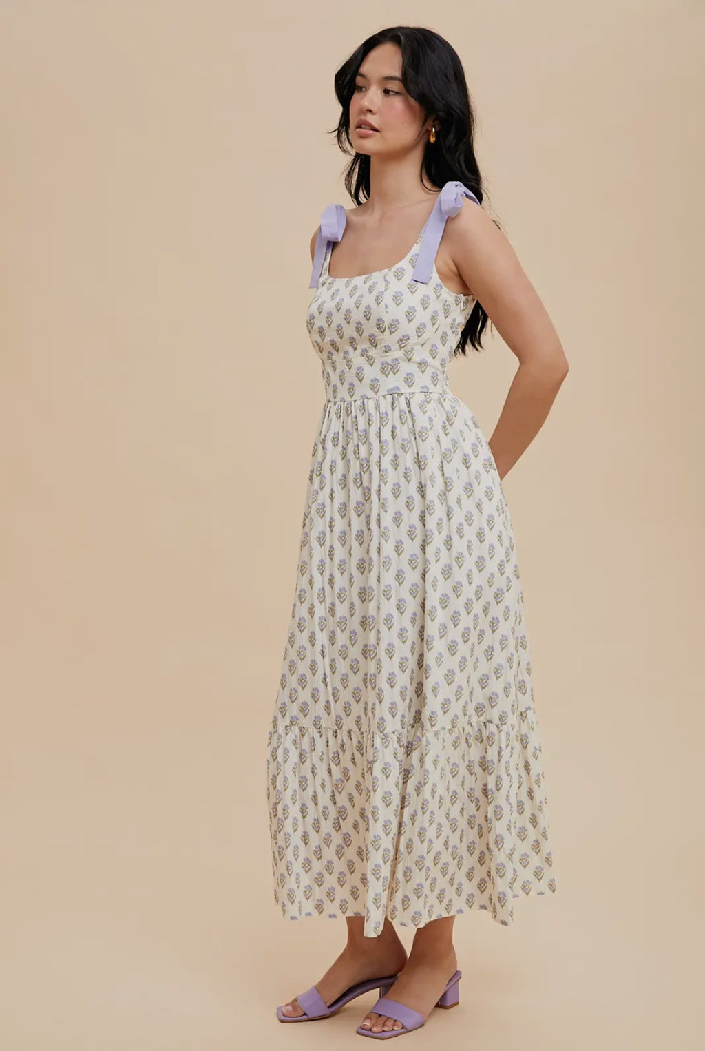 Floral basque maxi dress