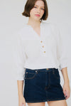 Half button die 3/4 blouse