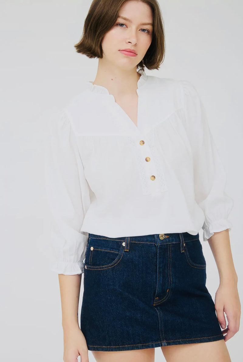 Half button die 3/4 blouse
