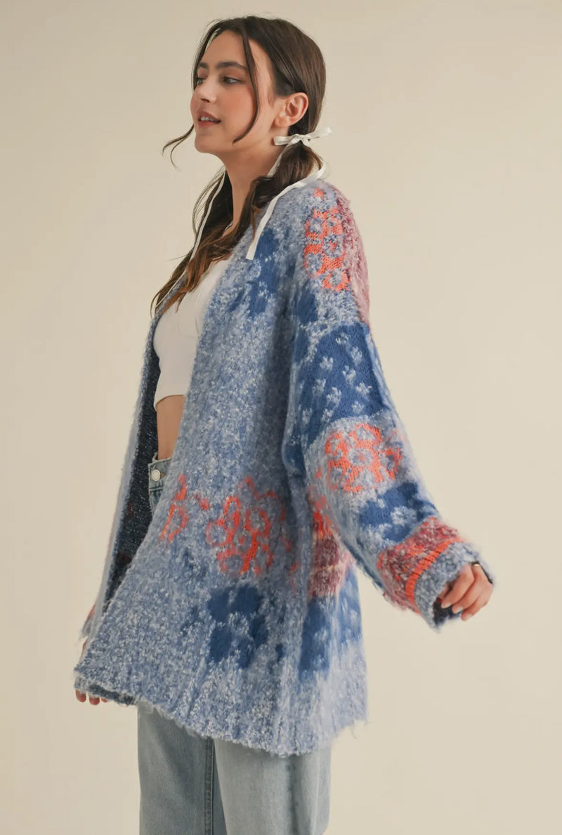 Oversized floral cardigan