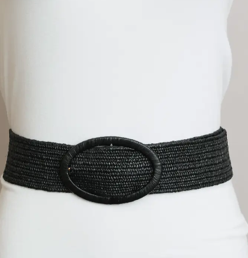Raffia Oval Buckle Belt