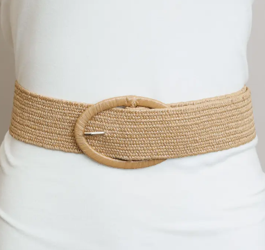 Raffia Oval Buckle Belt