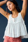 Sleeveless Washed Ruffle Hem Top