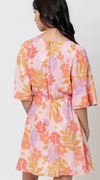 Tropical Floral Print Kimono Sleeve Mini Dress