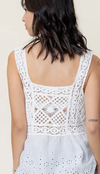 Square Neck Crochet Eyelet Tank Top
