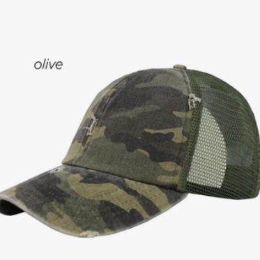 Washed Camo Distressed Mesh Back Cap