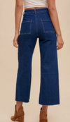 Stretch High Rise Wide Leg Cropped Denim Jean