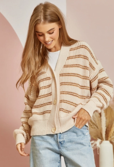Neutral Striped Cardigan