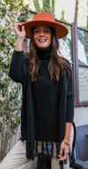 Roll-Neck Poncho Sweater