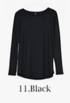 Rounded Bottom Solid Basic Long Sleeve Top