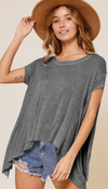 soft knit tee hi low hem