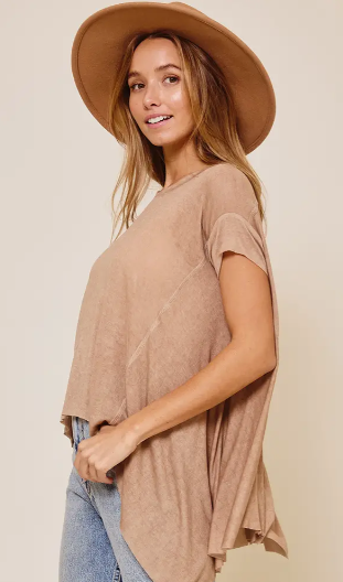 soft knit tee hi low hem